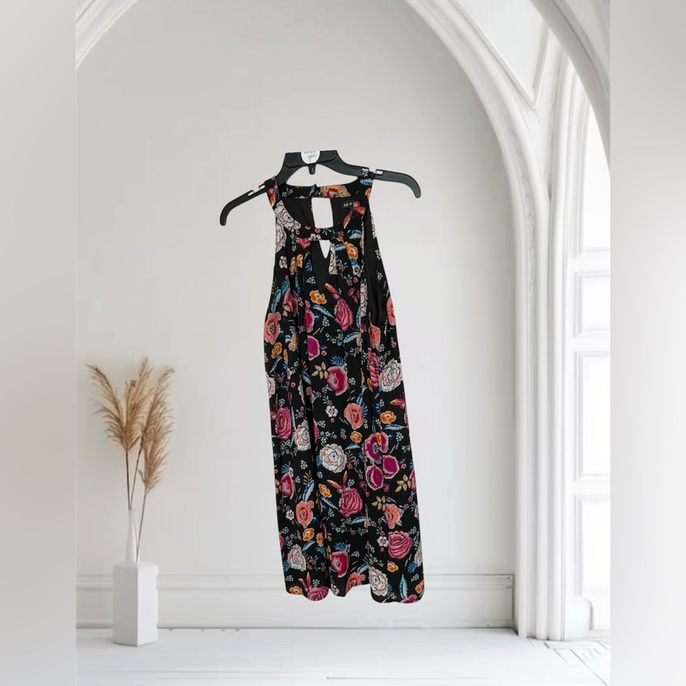 As U Wish Black Floral Dress~ Size Large‎ 
Summertime ~ Dressy Casual